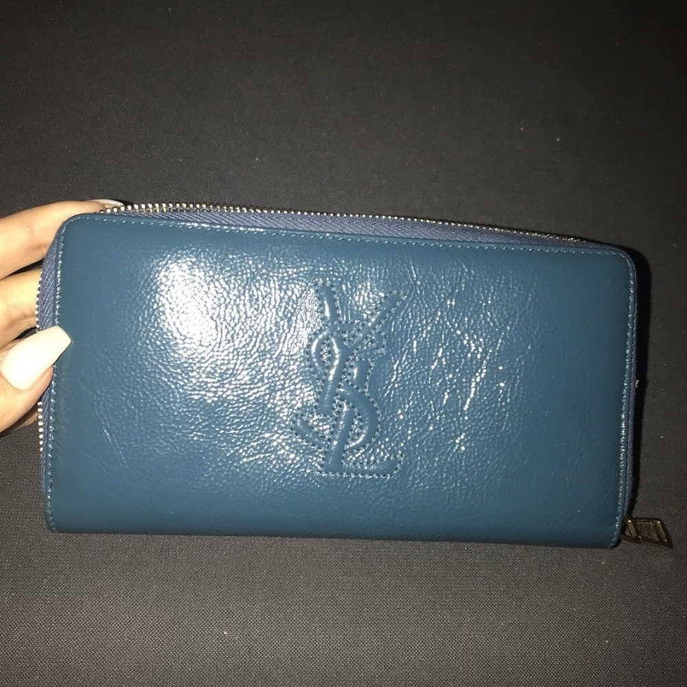 YSL Turquoise Teal Blue Wallet - never used